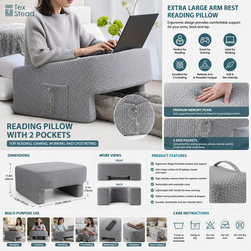 Reading pillow with arm rest - reading,